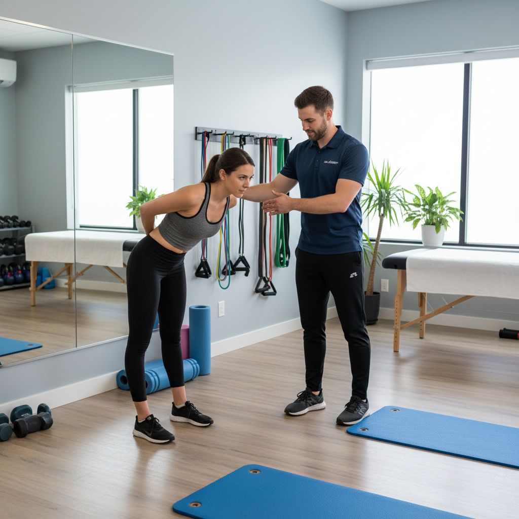  One-on-one physical therapy session in Malden with athlete performing movement assessment and corrective exercises
